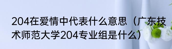 204在爱情中代表什么意思（广东技术师范大学204专业组是什么）