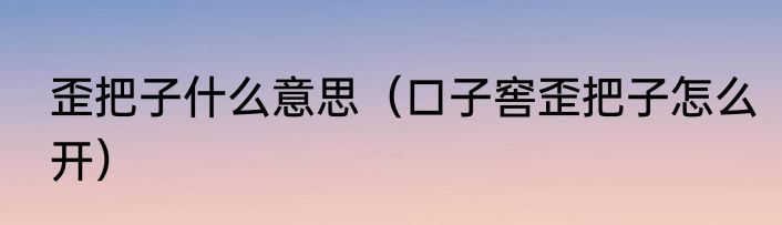 歪把子什么意思（口子窖歪把子怎么开）