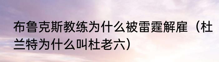 布鲁克斯教练为什么被雷霆解雇（杜兰特为什么叫杜老六）