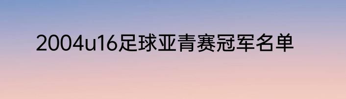 2004u16足球亚青赛冠军名单