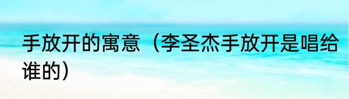 手放开的寓意（李圣杰手放开是唱给谁的）