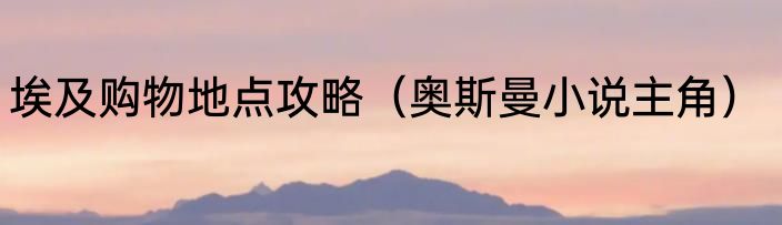 埃及购物地点攻略（奥斯曼小说主角）