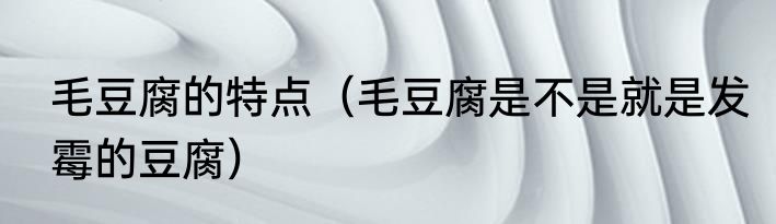 毛豆腐的特点（毛豆腐是不是就是发霉的豆腐）