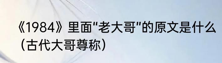 《1984》里面“老大哥”的原文是什么（古代大哥尊称）