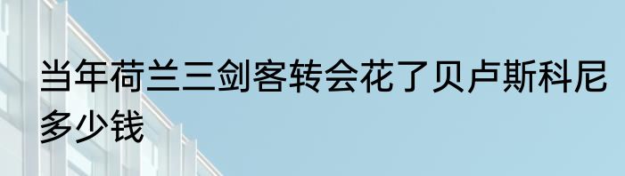 当年荷兰三剑客转会花了贝卢斯科尼多少钱