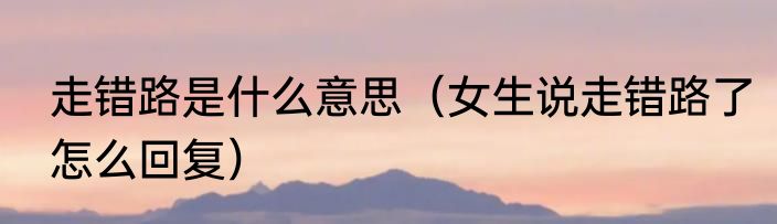 走错路是什么意思（女生说走错路了怎么回复）