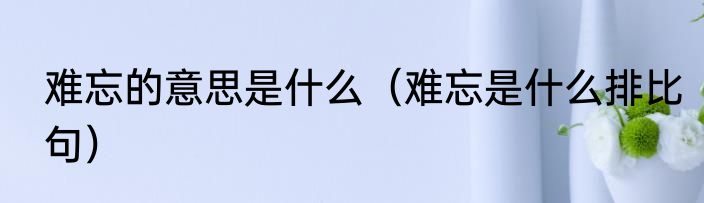 难忘的意思是什么（难忘是什么排比句）