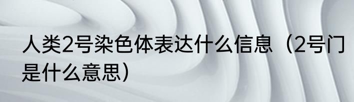 人类2号染色体表达什么信息(2号门是什么意思)