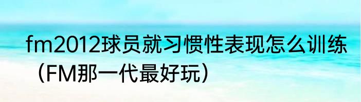 fm2012球员就习惯性表现怎么训练（FM那一代最好玩）