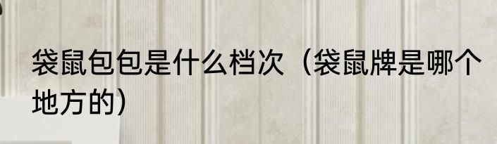 袋鼠包包是什么档次（袋鼠牌是哪个地方的）