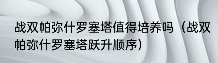 战双帕弥什罗塞塔值得培养吗（战双帕弥什罗塞塔跃升顺序）