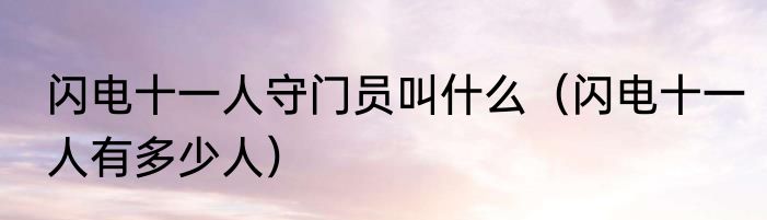 闪电十一人守门员叫什么（闪电十一人有多少人）