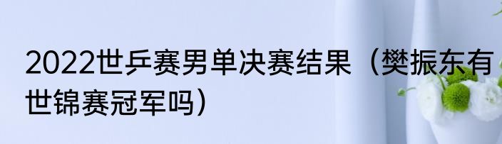 2022世乒赛男单决赛结果（樊振东有世锦赛冠军吗）