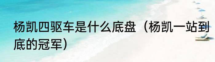 杨凯四驱车是什么底盘（杨凯一站到底的冠军）