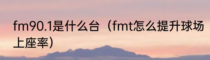 fm90.1是什么台（fmt怎么提升球场上座率）
