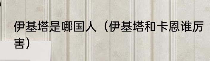 伊基塔是哪国人（伊基塔和卡恩谁厉害）