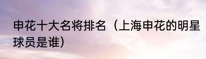申花十大名将排名（上海申花的明星球员是谁）