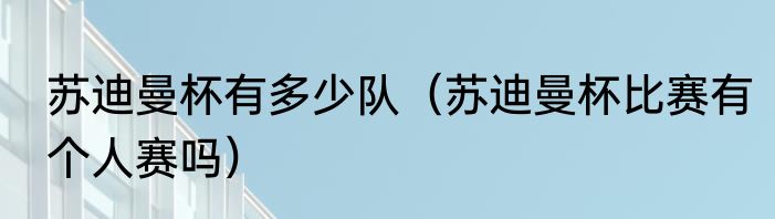 苏迪曼杯有多少队（苏迪曼杯比赛有个人赛吗）