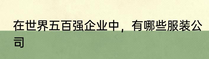 在世界五百强企业中，有哪些服装公司