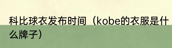 科比球衣发布时间（kobe的衣服是什么牌子）