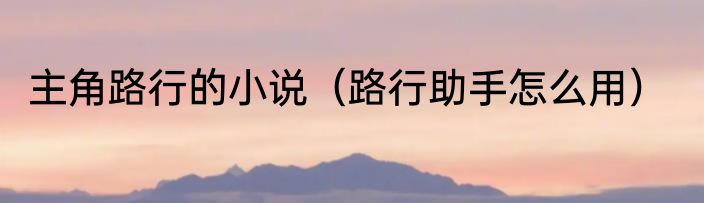 主角路行的小说（路行助手怎么用）