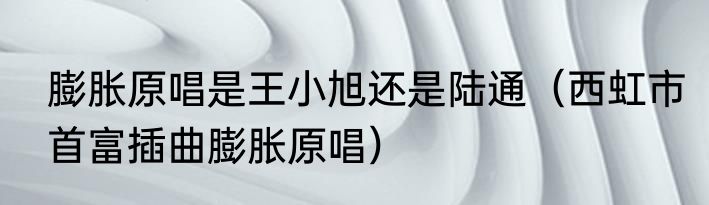 膨胀原唱是王小旭还是陆通（西虹市首富插曲膨胀原唱）