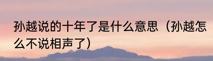 孙越说的十年了是什么意思（孙越怎么不说相声了）