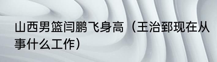 山西男篮闫鹏飞身高（王治郅现在从事什么工作）