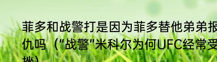 菲多和战警打是因为菲多替他弟弟报仇吗（“战警”米科尔为何UFC经常受挫）