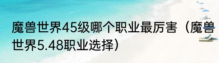 魔兽世界45级哪个职业最厉害（魔兽世界5.48职业选择）