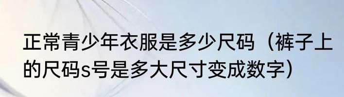 正常青少年衣服是多少尺码（裤子上的尺码s号是多大尺寸变成数字）