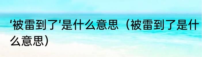 ‘被雷到了’是什么意思（被雷到了是什么意思）