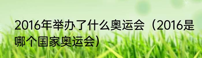 2016年举办了什么奥运会（2016是哪个国家奥运会）