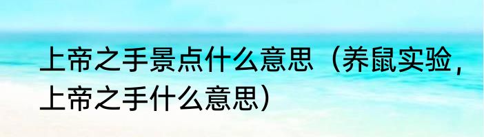 上帝之手景点什么意思（养鼠实验，上帝之手什么意思）