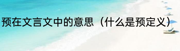 预在文言文中的意思（什么是预定义）