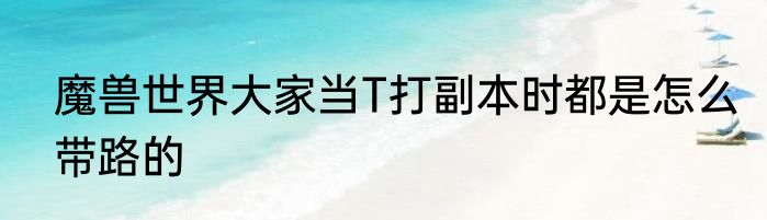 魔兽世界大家当T打副本时都是怎么带路的