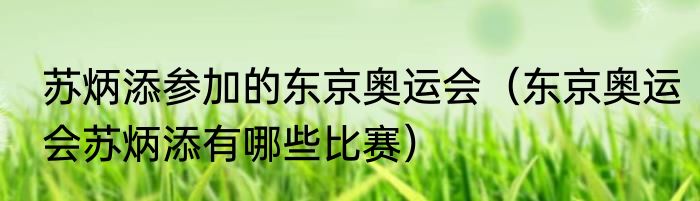 苏炳添参加的东京奥运会（东京奥运会苏炳添有哪些比赛）