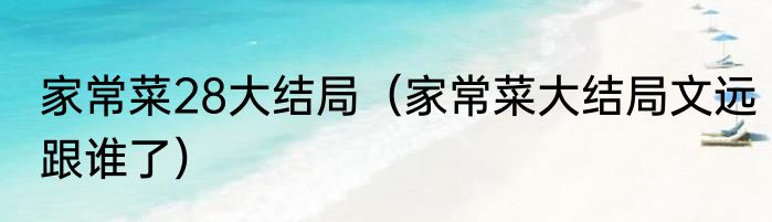 家常菜28大结局（家常菜大结局文远跟谁了）