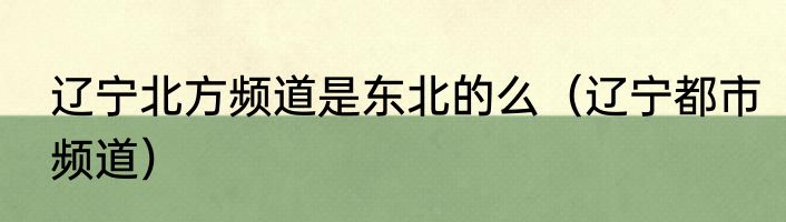 辽宁北方频道是东北的么（辽宁都市频道）