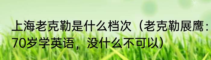 上海老克勒是什么档次（老克勒展鹰：70岁学英语，没什么不可以）
