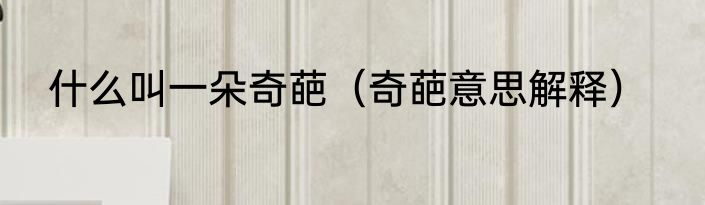 什么叫一朵奇葩（奇葩意思解释）