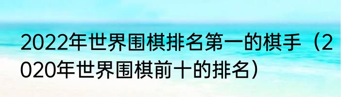 2022年世界围棋排名第一的棋手（2020年世界围棋前十的排名）