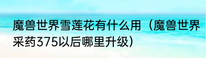魔兽世界雪莲花有什么用（魔兽世界采药375以后哪里升级）
