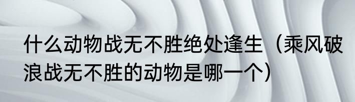 什么动物战无不胜绝处逢生（乘风破浪战无不胜的动物是哪一个）