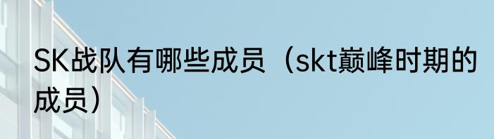 SK战队有哪些成员（skt巅峰时期的成员）