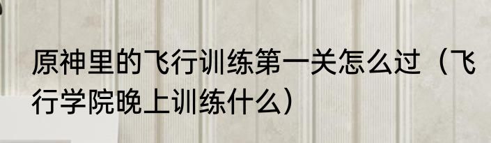 原神里的飞行训练第一关怎么过（飞行学院晚上训练什么）