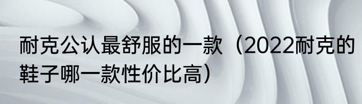 耐克公认最舒服的一款（2022耐克的鞋子哪一款性价比高）