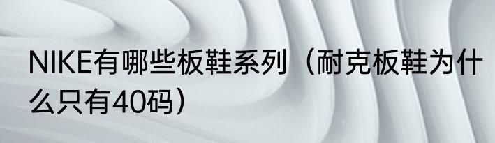 NIKE有哪些板鞋系列（耐克板鞋为什么只有40码）