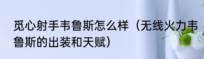 觅心射手韦鲁斯怎么样（无线火力韦鲁斯的出装和天赋）