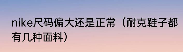 nike尺码偏大还是正常（耐克鞋子都有几种面料）